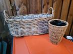 Twee rieten plantenmandjes, Tuin en Terras, Bloembakken en Plantenbakken, Ophalen, Minder dan 30 cm, Minder dan 60 cm, Rond