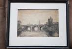 ets van Herman Heuff Brugge poertoren Belvort 1913, Antiek en Kunst, Kunst | Etsen en Gravures, Ophalen