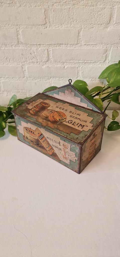 Vintage blik van het merk "Glim”, Verzamelen, Blikken, Gebruikt, Overige, Overige merken, Ophalen of Verzenden