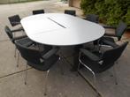 kantine vergadertafel met 8 stoelen, Ophalen of Verzenden, In hoogte verstelbaar, Zo goed als nieuw, Bureau