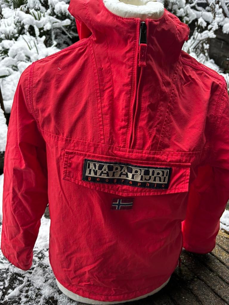 Napapijri jas rood maat 152, Ophalen, Zo goed als nieuw, Jongen of Meisje, Jas