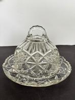 Antieke glazen kaasstolp met prachtig patroon, Antiek en Kunst, Ophalen of Verzenden