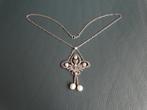 Art nouveau zilveren ketting met parels en markasiet, Verzenden, Zilver, Ketting