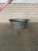 Oude zinken teil met handgrepen – decoratief en stoer, D, Ophalen of Verzenden, Zo goed als nieuw, Metaal