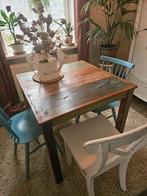 Eettafel 82x80x76 cm massief gerecycled hout, Ophalen, Zo goed als nieuw, Rechthoekig, 50 tot 100 cm