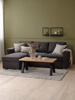 Jysk VEJLBY Slaapbank chaise longue donkergrijze stof, Gebruikt, VEJLBY, Driepersoons, Ophalen of Verzenden