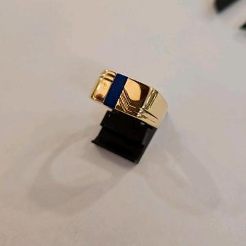 14 karaats gouden herenring bezet met Lapis Lazuli geelgoud  beschikbaar voor biedingen