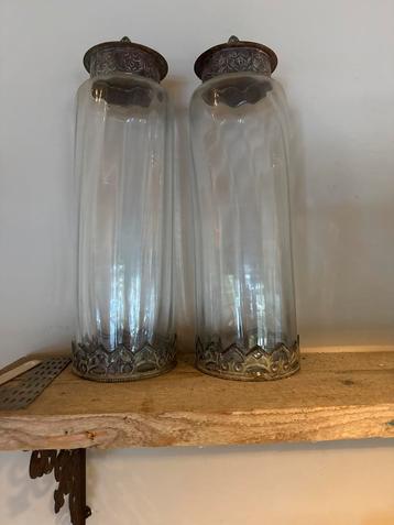 2 Brocante Voorraadpotten Glas - 40cm beschikbaar voor biedingen