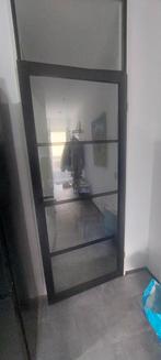 Zwarte glazen binnendeur (85cm breed, 198cm hoog), Doe-het-zelf en Verbouw, Ophalen, Binnendeur, 200 tot 215 cm