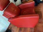 Rode verstelbare leren fauteuil met hoofdsteun, Huis en Inrichting, Fauteuils, Ophalen of Verzenden, 75 tot 100 cm, Leer, 50 tot 75 cm