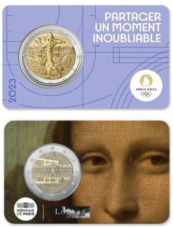 2 Euro Coincards Frankrijk 2023 (OS)&2025 (Louvre Mona Lisa) beschikbaar voor biedingen