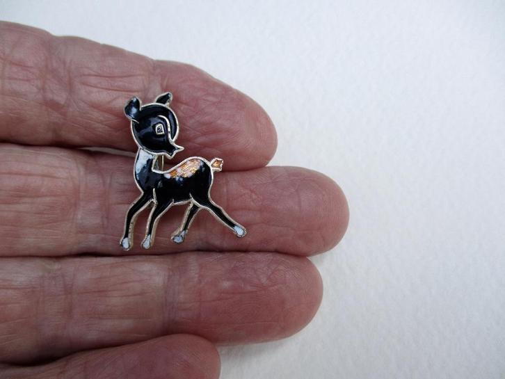 Zilverkleurig oud Broche HERTje model jaren '50, Sieraden, Tassen en Uiterlijk, Antieke sieraden, Broche, Overige materialen, Verzenden