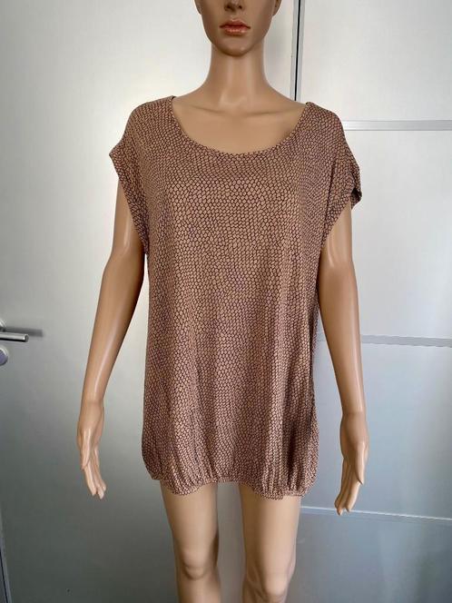 J271 Opus maat 44=L lang shirt top blouse beige/bruin, Kleding | Dames, T-shirts, Zo goed als nieuw, Maat 42/44 (L), Beige, Korte mouw