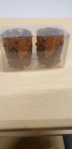 waxinelichthouder bruin glitter 2 stuks, Ophalen of Verzenden, 'T Olde Gre-j, Info@toldegrej.nl, Endepoelstraat 20f Didam