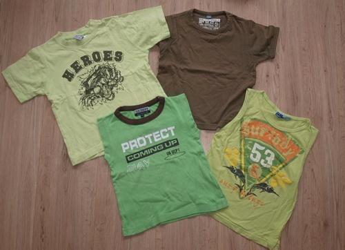 4 Groene Shirtjes (104-110), Kinderen en Baby's, Kinderkleding | Maat 104, Gebruikt, Jongen, Shirt of Longsleeve, Ophalen of Verzenden