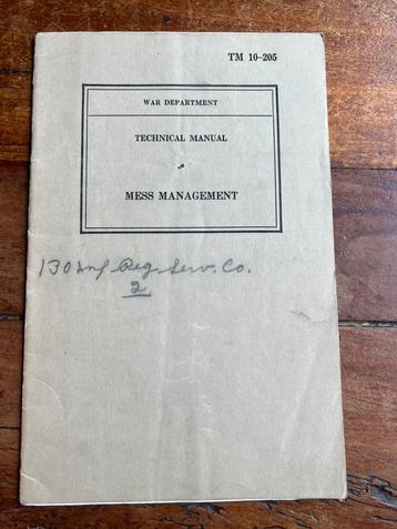 WO2 Amerikaans Mess veldkeuken rantsoen voorschrift 1940 beschikbaar voor biedingen