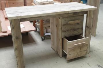 Steigerhouten bureau met optie ladeblok beschikbaar voor biedingen