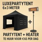 Te huur: easy up Luxe Zwarte Partytent +heater  3x6m, Ophalen, Partygalaxyshop, Opvouwbaar, Partytent