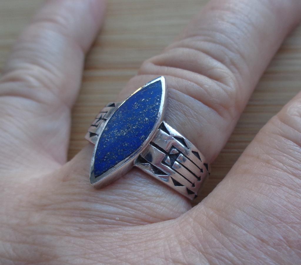 zilveren heren ring met lapis lazuli steen [1132], 19 tot 20, Heer, Ophalen of Verzenden, Zo goed als nieuw