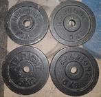 4x 5kg zwarte gietijzeren 30mm ALLRIGHT halterschijven, Sport en Fitness, Ophalen, Gebruikt, Benen, Halterschijven