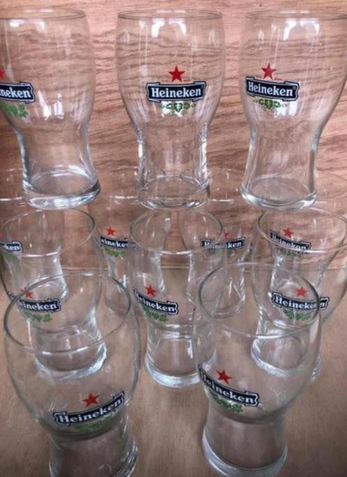 Tien bierglazen Heineken, jaren 80, 0,25 cl, Verzamelen, Glas en Borrelglaasjes, Zo goed als nieuw, Bierglas, Ophalen of Verzenden