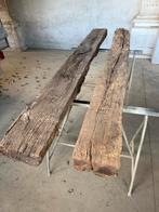 2 oude massief eiken balken geleefd hout, Ophalen, Zo goed als nieuw, 250 cm of meer, Balken