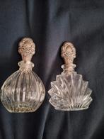 2 glazen parfum cristal flesjes met zilverkleurige dop, Antiek en Kunst, Ophalen of Verzenden
