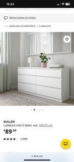 Ikea kullen ladekast met 6 lades, Huis en Inrichting, Kasten | Ladekasten, Kunststof, 100 tot 150 cm, 5 laden of meer, Nieuw