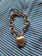 Grove schakelarmband met hart., Staal, Ophalen of Verzenden, Zo goed als nieuw, Met bedels of kralen