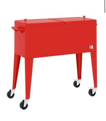 Koelbox op wielen 92x43x89 cm rood, nieuw in doos beschikbaar voor biedingen
