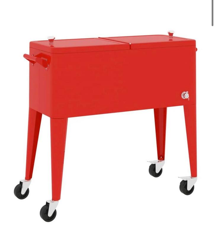 Koelbox op wielen 92x43x89 cm rood, nieuw in doos, Tuin en Terras, Bloembakken en Plantenbakken, Nieuw, Metaal, Tuin, Rond, Ophalen of Verzenden