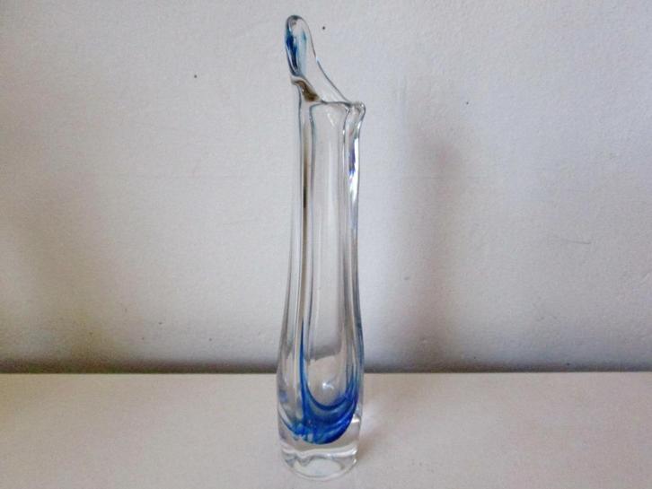 Vaas glas cristal Kristal Unie Maastricht helder blauwe, Antiek en Kunst, Antiek | Glas en Kristal, Ophalen of Verzenden
