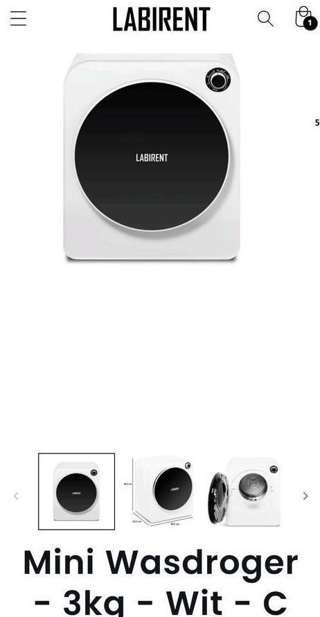Gloednieuwe Labirent miniwasdroger wit 3 kilo, Witgoed en Apparatuur, Wasdrogers, Nieuw, Condens, Minder dan 4 kg, Minder dan 85 cm