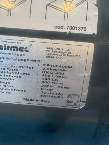 Zuigercompressor Airmec - 100L Tank beschikbaar voor biedingen