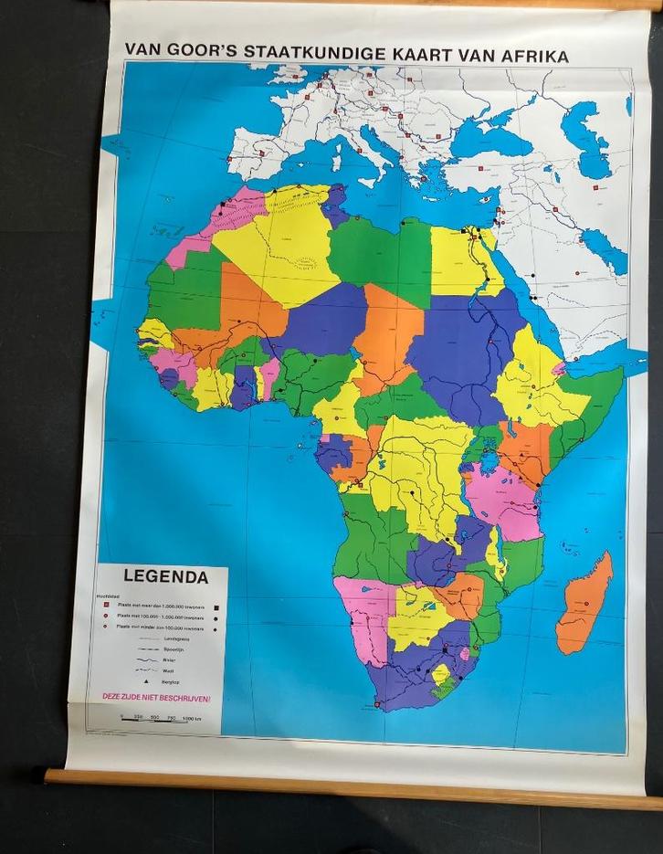 Wandkaart Afrika van Goor, Antiek en Kunst, Antiek | Schoolplaten, Aardrijkskunde, Ophalen