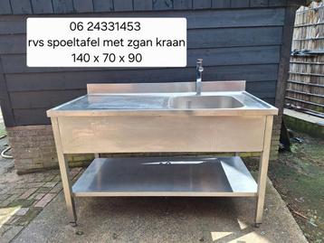 Rvs spoeltafel met zgan kraan beschikbaar voor biedingen