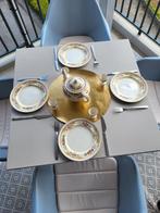 Mooie tuinset met inklapbare tafel en kussens, 4 zitplaatsen, Gebruikt, Aluminium, Ophalen of Verzenden