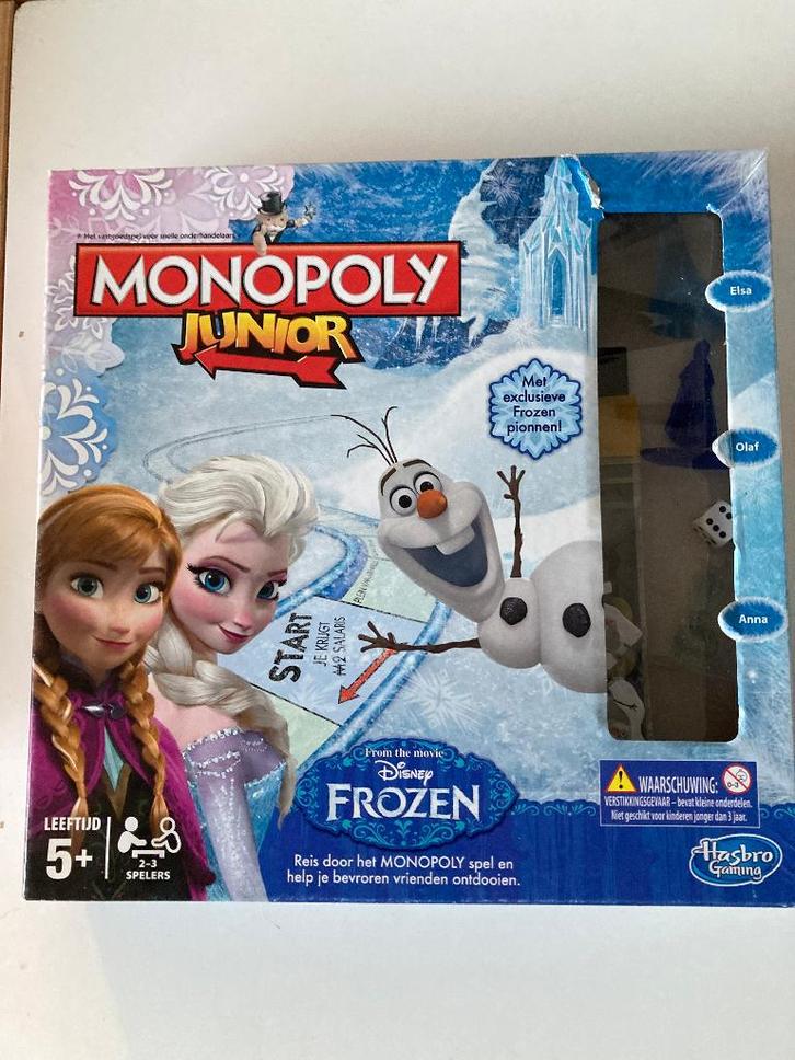 Monopoly Disney Frozen Junior, Hobby en Vrije tijd, Gezelschapsspellen | Bordspellen, Zo goed als nieuw, Drie of vier spelers