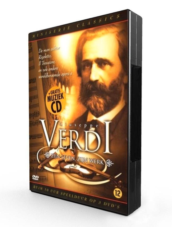 Giuseppe Verdi: Zijn werk, Zijn leven, 4 disc DVD boxset!, Cd's en Dvd's, Dvd's | Muziek en Concerten, Zo goed als nieuw, Muziek en Concerten