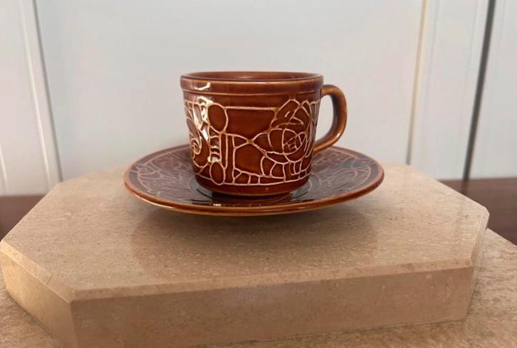Vintage Tams England koffiekop + schotel – jaren 70 retro, Antiek en Kunst, Antiek | Servies los, Ophalen of Verzenden
