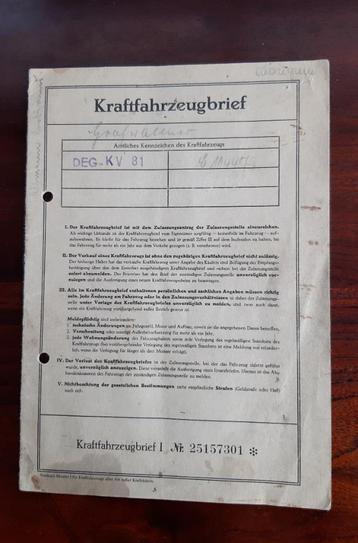Duits inschrijfbewijs BMW 700 1962 beschikbaar voor biedingen