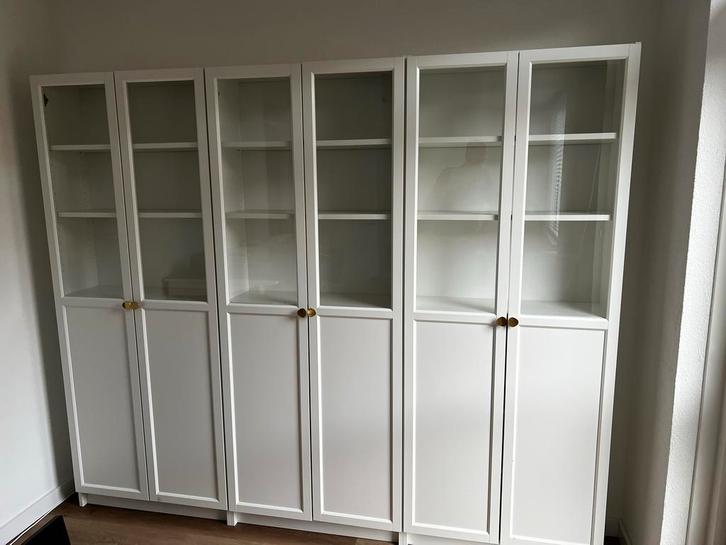 IKEA Billy Boekenkast 3x incl. Oxberg deuren Wit, Huis en Inrichting, Kasten | Boekenkasten, Zo goed als nieuw, 150 tot 200 cm