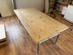 Steiger houten eettafel / bureau, Ophalen, 100 tot 150 cm, Zo goed als nieuw, Vijf personen of meer