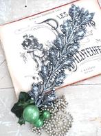 Antiek Dresden-karton kerstversiering ” Hulsttak”, Antiek en Kunst, Curiosa en Brocante, Ophalen of Verzenden