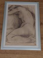 Grote oude tekening vrouwelijk naakt, Huis en Inrichting, Woonaccessoires | Schilderijen, Tekeningen en Foto's, Ophalen, Gebruikt