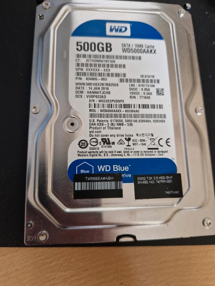Western Digital 500GB HDD - Getest & Goed!, Computers en Software, Moederborden, Gebruikt, Overige typen, Overige soorten, Ophalen