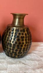 Nieuw! Goudkleurig vaasje met zwart printje, Verzenden, Nieuw, Overige kleuren, Overige materialen