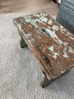 Brocante Frans opstapje, vensterbankje, krukje - groen, Ophalen of Verzenden