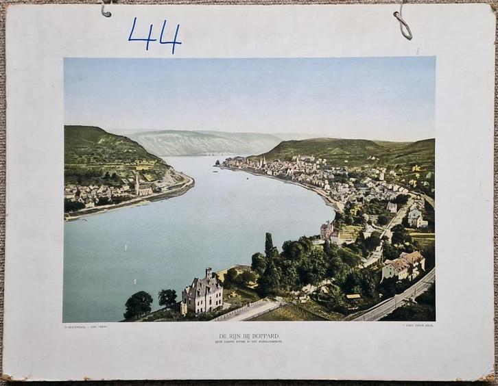 De Rijn bij Boppard. Een groote rivier in het Middelgebergte, Antiek en Kunst, Antiek | Schoolplaten, Ophalen