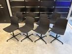 8 eettafel-stoelen, draaibaar - kantoorstoel, Ophalen, Gebruikt, Zwart, Metaal